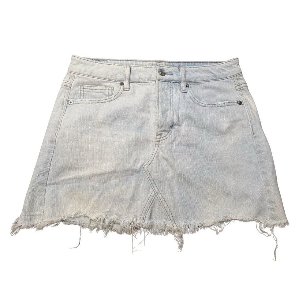 Light Wash Denim Retro Y2K Coastal Cowgirl Western Indie Boho Mini Skirt 4 S